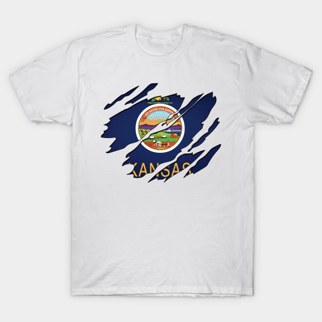 Tear Away Kansas Flag T-Shirt by InspiredQuotes
